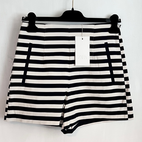 Zara Pants - Zara High Waist Black and White Striped Shorts